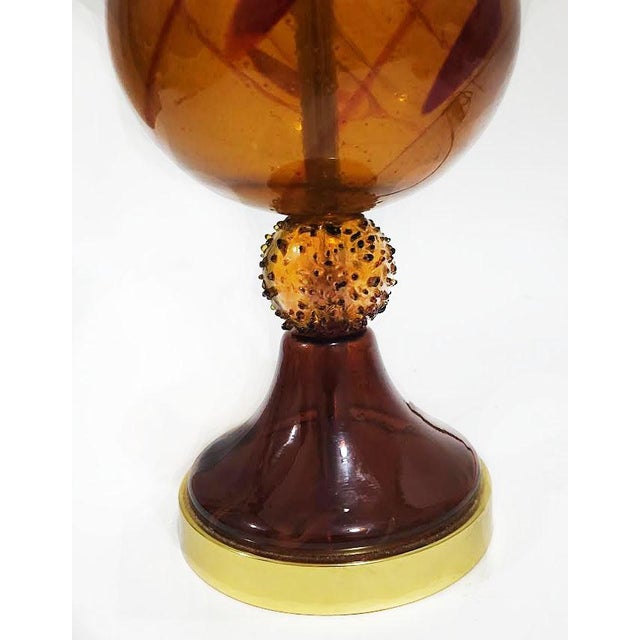 1960sMid-Century Modern Murano Style Tortoiseshell Art Glass Table Lamp W/Optional Contemporary Shade For Sale - Image 4 of 9