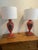 Vintage Hand Painted Red Lamps - a Pair For Sale - Image 11 of 12