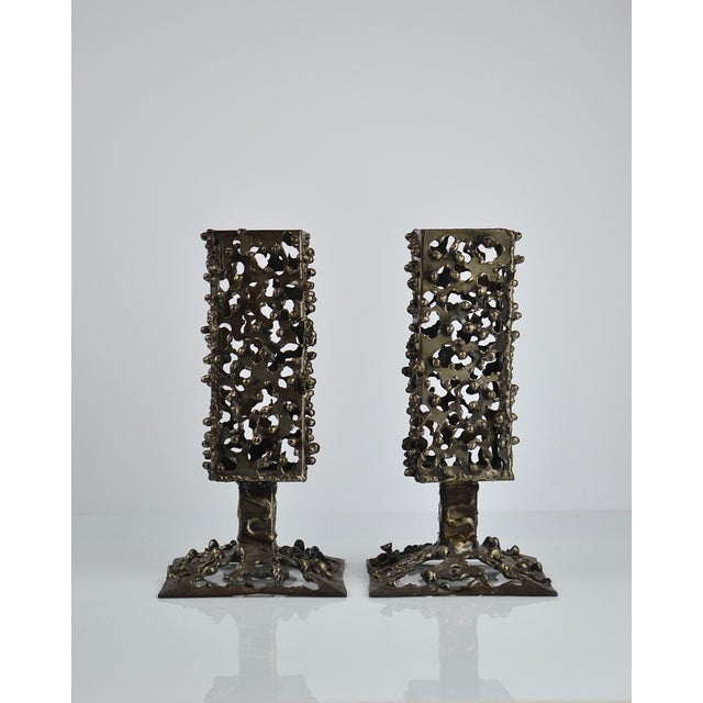 Brutalist Handmade Iron Candleholders, 1970, Set of 2 For Sale - Image 10 of 18