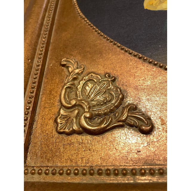 Vintage Framed Floral Still Life With Oval Cartouche, Gilt Wood Frame For Sale - Image 4 of 12