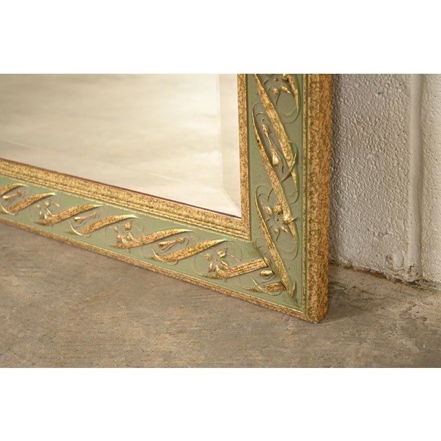 Olive John Widdicomb Style Italian Regency Louis XVI Carved Painted and Gold Gilt Wall Mirror For Sale - Image 8 of 12