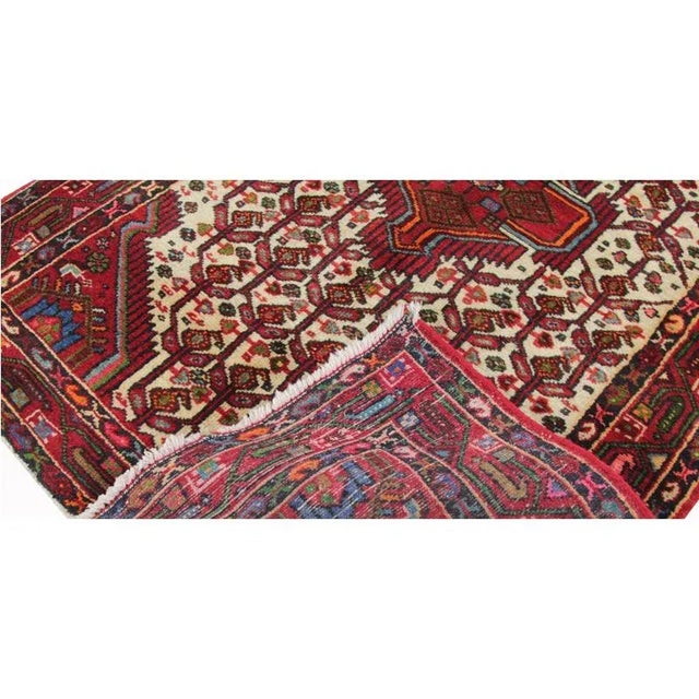 Red 1990s Persian Hamedan Area Rug 3’4″ X 5’1″ For Sale - Image 8 of 11