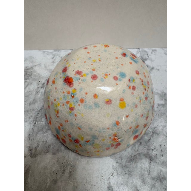 1990s Petite Handmade Pottery Speckled Colorful Bowl For Sale - Image 5 of 6