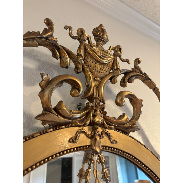 18th Century Antique Adam-Style Guiltwood Oval-Style Mirror For Sale - Image 5 of 7