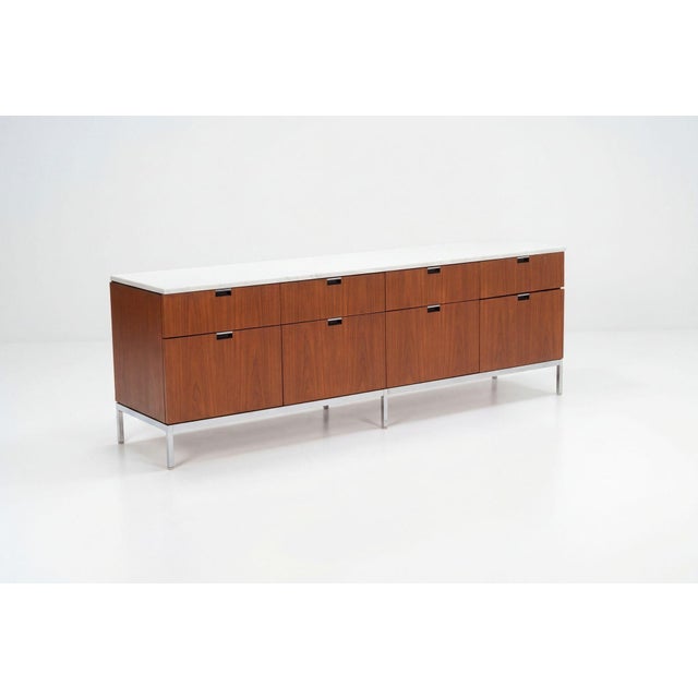 Florence Knoll Eight-Drawer Credenza Teakwood and Marble 1973 For Sale - Image 4 of 12