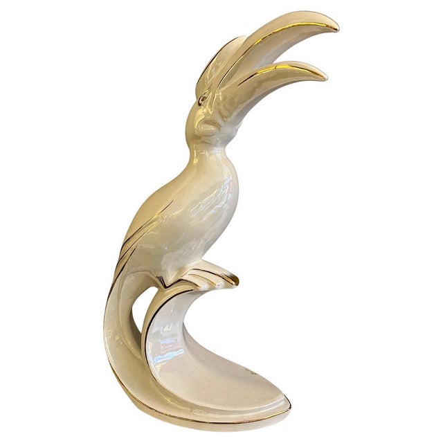 Gold Italian Porcelain and Gilt Tropical Bird, 1980s For Sale - Image 8 of 8