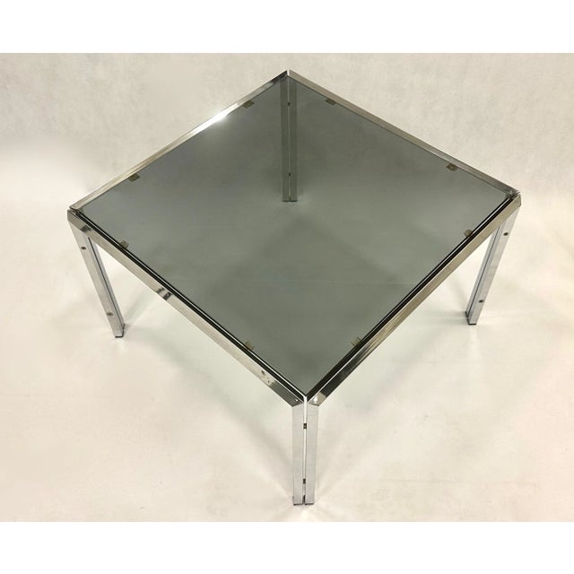Mid-Century Modern Mid-Century Chrome and Smoked Glass Coffee Table, 1980s For Sale - Image 3 of 10
