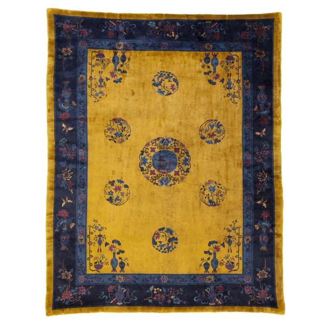 Early 20th Century Antique Chinese Rug - 8′11″ × 11′5″ For Sale