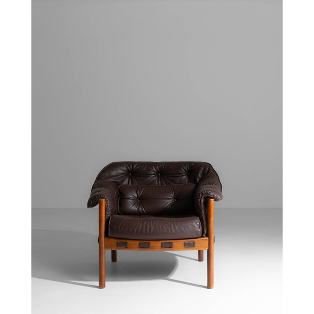 1960s Chocolate Brown Danish Mid-Century Modern Armchair Attributed to Ellekær & Norell for Coja For Sale - Image 16 of 18