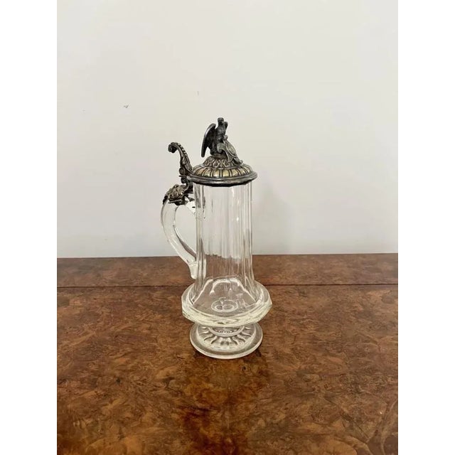 Victorian Glass and Silver Plated German Claret Jug, 1880s For Sale - Image 10 of 11