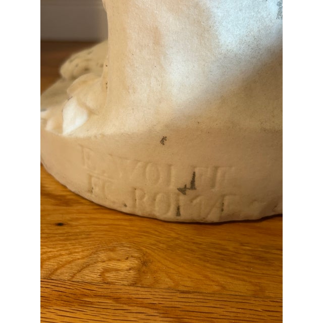 Emil Wolff Carved Marble Child Young Girl Flower 1800s Sculpture For Sale - Image 4 of 13