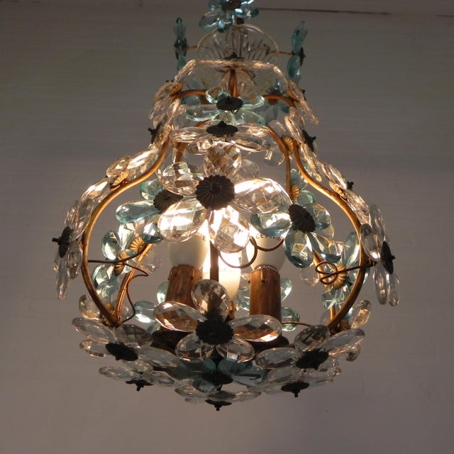Pendant Lamp in Blue and Clear Crystal, 1930s For Sale - Image 11 of 18