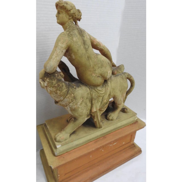 Ceramic 19th Century Ariadne and the Panther Terracotta Statue With Plinthe For Sale - Image 7 of 11