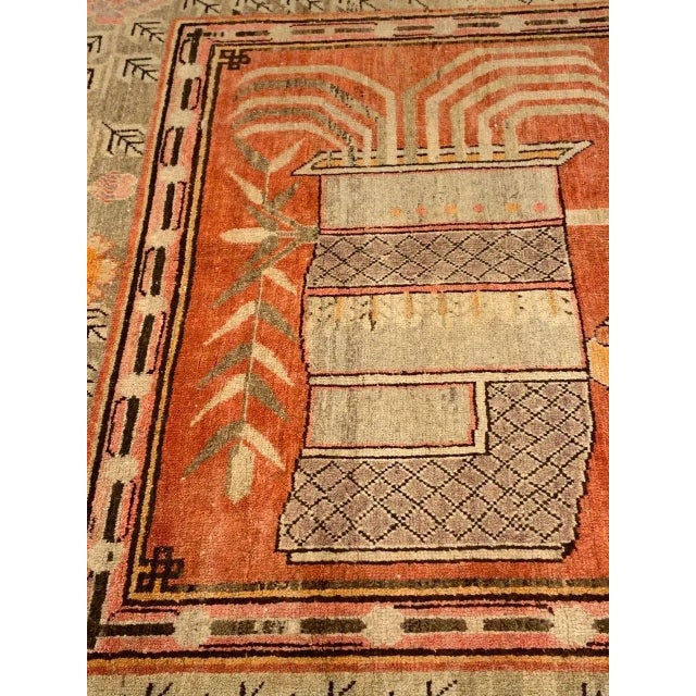Ruby Red 1940s Vintage Hand Knotted Vintage Khotan Rug For Sale - Image 8 of 12