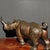 Vintage Gilt Accent Bronze Rhinoceros Sculpture, Textured Rhino Statue For Sale - Image 4 of 7