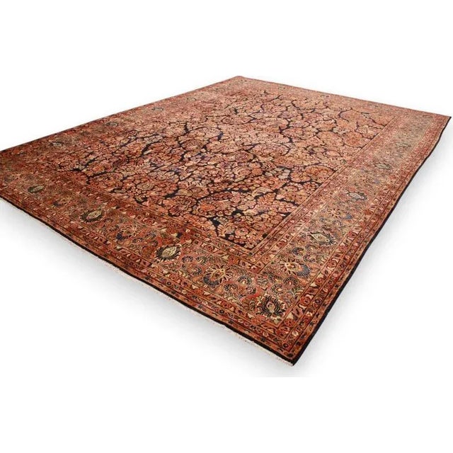 Maroon Antique Middle Eastern Hand-Knotted Sarough Rug For Sale - Image 8 of 11