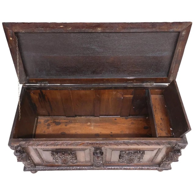1800s Antique English Renaissance Revival, Oak,Blanket Chest, Coffer, Stand! For Sale In Dallas - Image 6 of 6