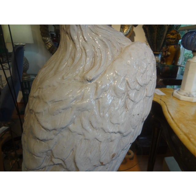 Vintage Italian Glazed Terracotta Eagle Sculpture For Sale - Image 9 of 11