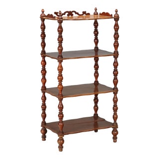 19th Century Walnut Etagere with Turned Columns, Italy For Sale