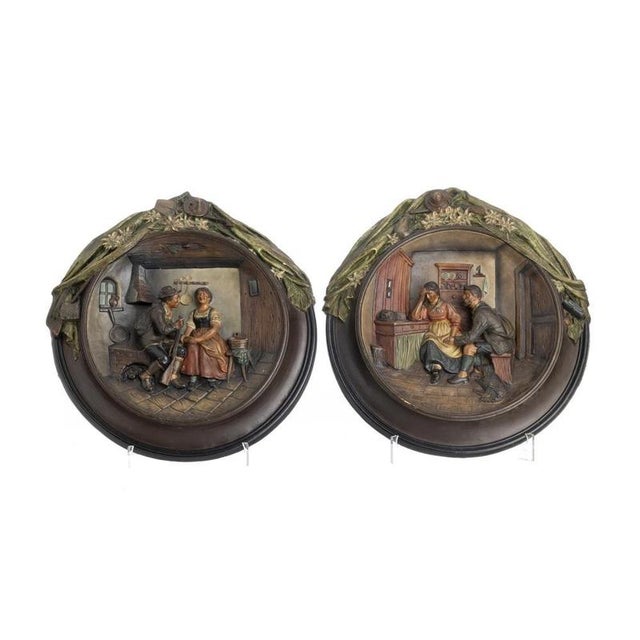 Interior Scenes, 19th Century, Terracotta Plaques, Set of 2 For Sale - Image 6 of 6