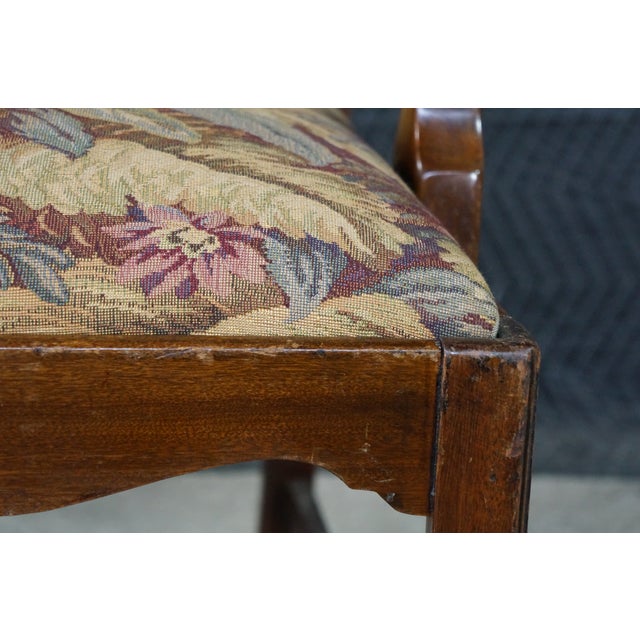 Antique Chippendale Style Interlaced Back Mahogany Armchair Dining Desk Chair For Sale - Image 11 of 18