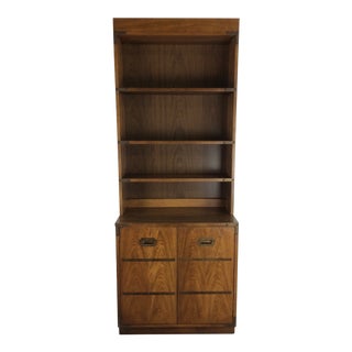 Vintage Campaign Style Bookcase With Storage Cabinet For Sale