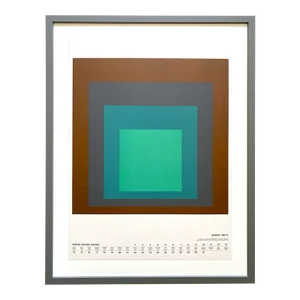 Josef Albers Vintage 1973 Mid Century Modern " Homage to the Square No. Sp-1 " Framed Minimalist Serigraph Calendar Print
