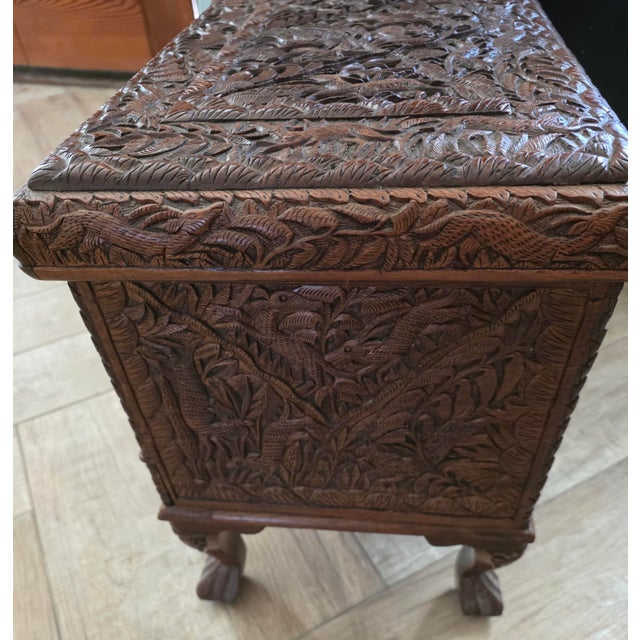 Heavily Carved Sandalwood Jewelry Chest For Sale - Image 12 of 17