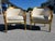 Gold 1950s Companion Pair Louis XVI Style Gold Gilt Upholstered Arm Chairs For Sale - Image 8 of 17