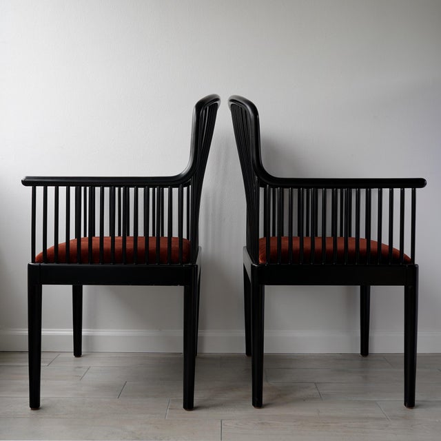 Wood Vintage Stendig "Andover" Pair of Arm Chairs in Copper Rust Velvet For Sale - Image 7 of 18