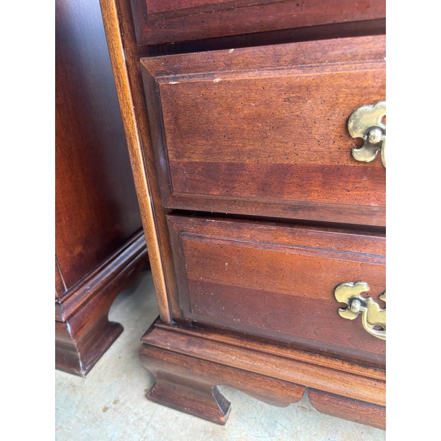 1970s Pair of Lexington 3-Drawer Cherrywood Oversized Nightstands For Sale - Image 9 of 9