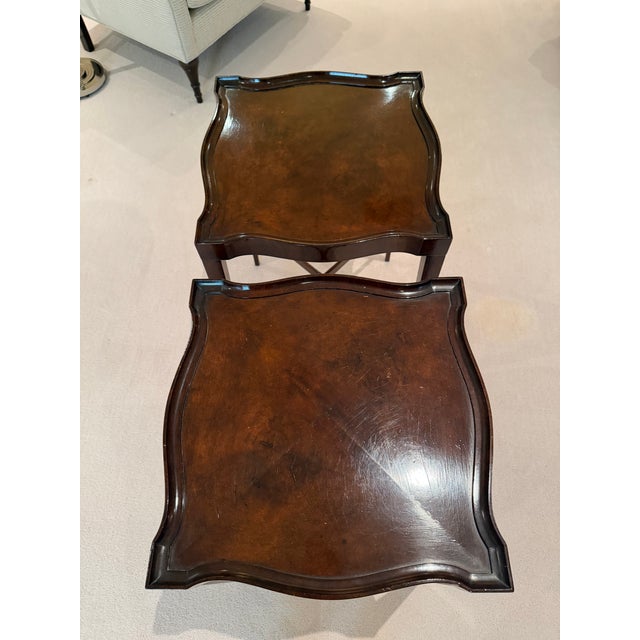 Wood Pair of Vintage Wm. A. Berkey Mahogany Regency-Style Gallery-Top Side Table For Sale - Image 7 of 11