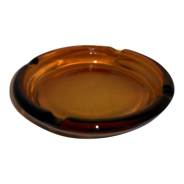 MidCentury Brown/Amber Glass Ashtray Chairish