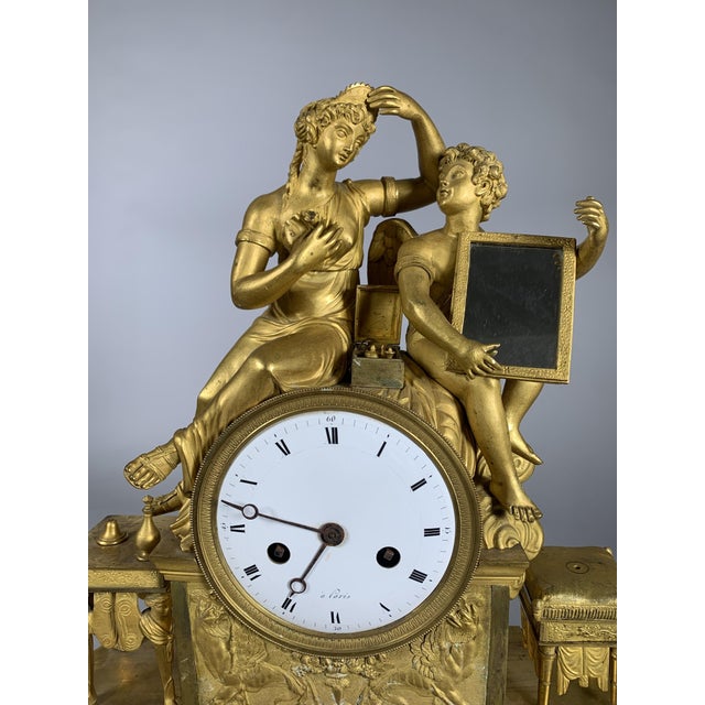 Empire Clock in Gilt Bronze, 1810 For Sale - Image 6 of 12