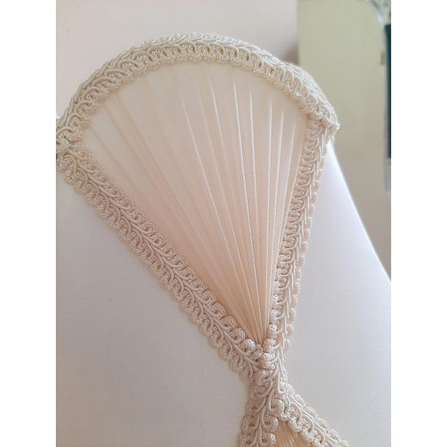 Antique Silk Fringe Beaded Lampshade Pearl Glass For Sale In Fayetteville, AR - Image 6 of 9