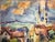 Blue View of a Town, 1950s, Watercolor For Sale - Image 8 of 13