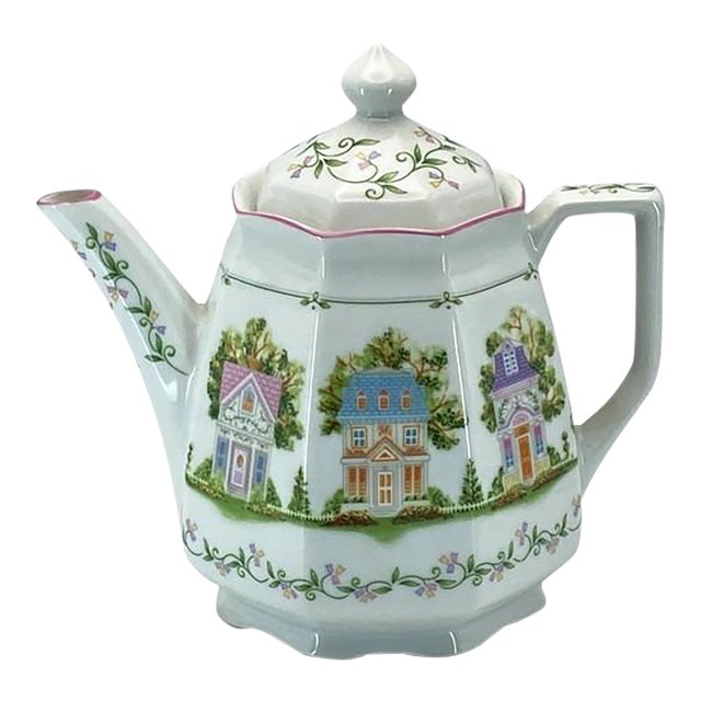 1995 The Lenox Village / Spice Village Coffee Pot With Lid Vintage (Unused) For Sale