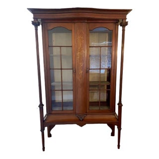 Quality Antique Edwardian Mahogany Inlaid Display Cabinet, 1900 For Sale