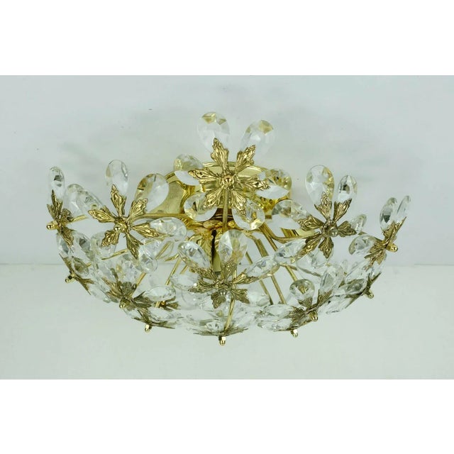 Crystal Glass & Brass Gold Plated Lamp by Christoph Palme for Palwa, 1970s For Sale - Image 5 of 12