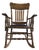 Antique Late Victorian Pressed-Back Oak Rocking Chair With Navy Seat For Sale
