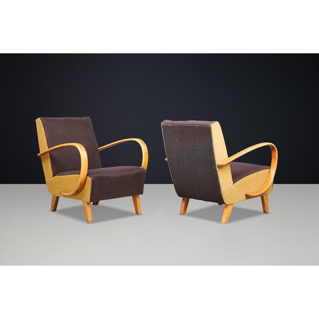 1940s Art Deco Bentwood Lounge Chairs by Jindřich Halabala, 1940s, Set of 2 For Sale - Image 5 of 17