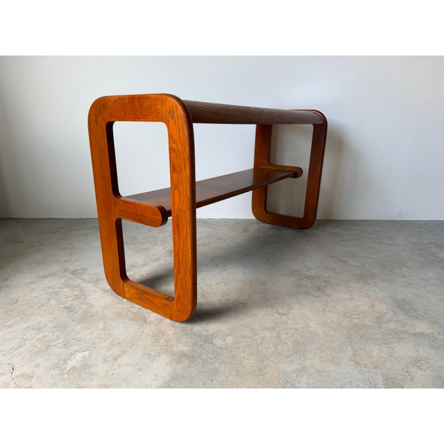 1970s Mid-Century Modern Hodges Mersman Oak & Smoked Glass Console Sofa Table For Sale In Miami - Image 6 of 11