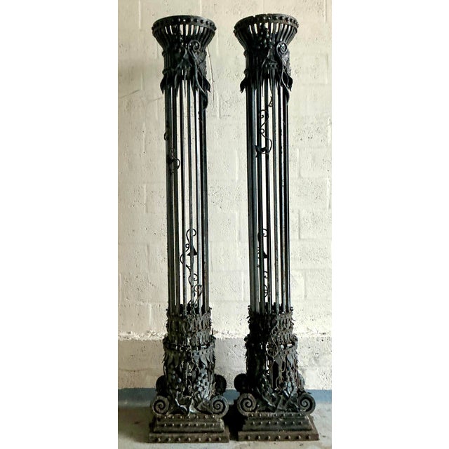 Vintage Neoclassical Wrought Iron Columns - A Pair For Sale - Image 11 of 13