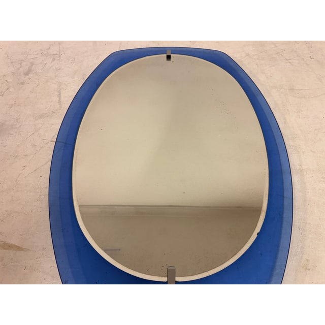Blue Blue Glass Mirror, Italy, 1970s For Sale - Image 8 of 10