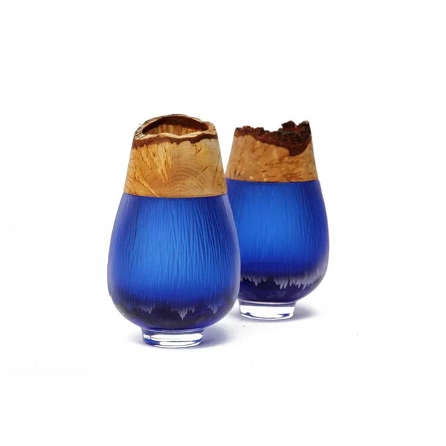 Contemporary Iris Blue Frida with Fine Cuts Stacking Vase by Pia Wüstenberg For Sale - Image 3 of 8