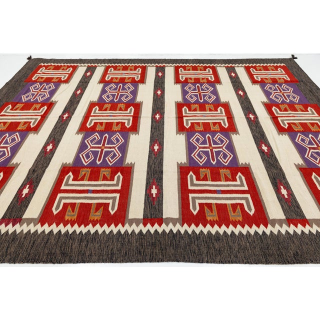 Contemporary Navajo Style Wool Rug – Modern Geometric American Textile Accent For Sale - Image 10 of 12