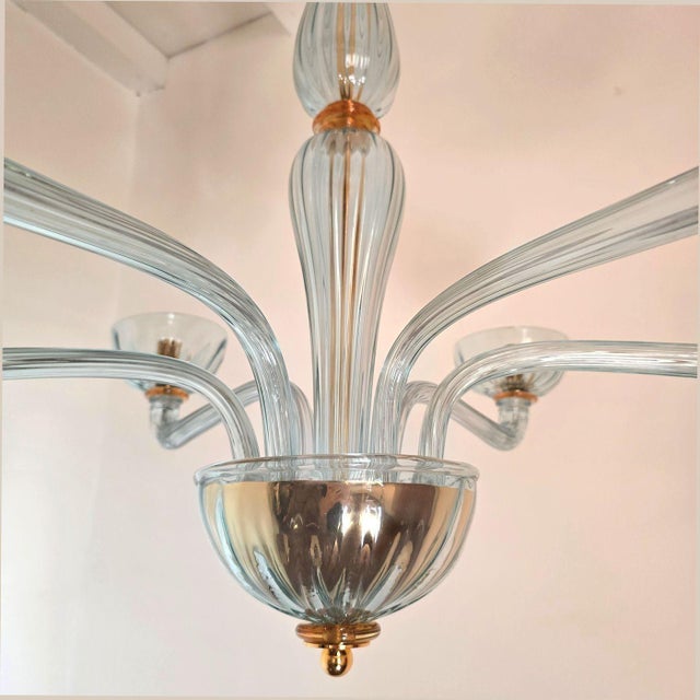 1980s Light Blue Murano Glass Chandelier For Sale In Dallas - Image 6 of 14
