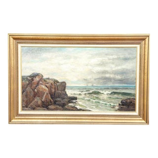 19th Century Maritime Oil Painting – Jonathan Bradley Morse Coastal Seascape (22" H X 34" W) For Sale