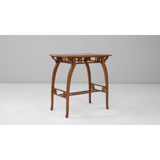 1900s French Art Nouveau Wooden Side Table With Floral Top For Sale In Greensboro - Image 6 of 18