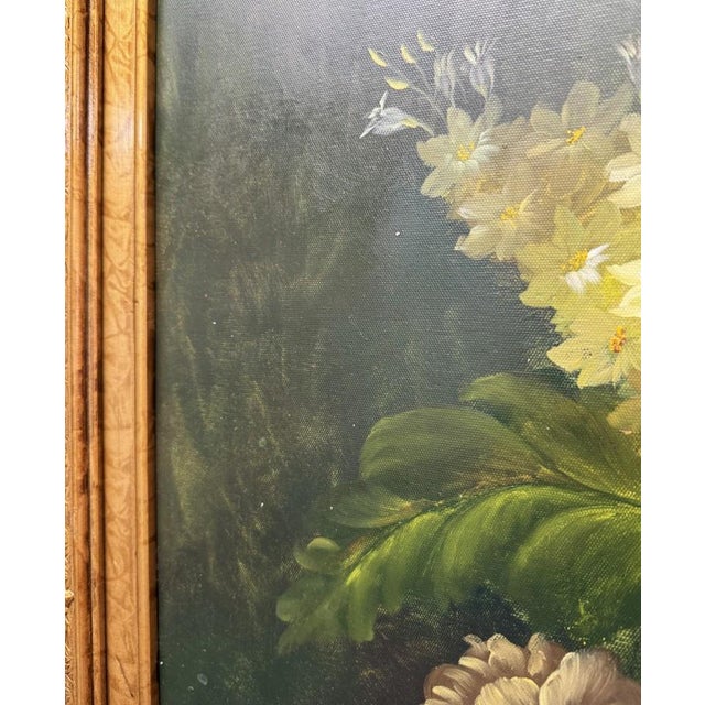 Late 20th Century Large Original Vibrant Floral Still Life Oil on Canvas For Sale - Image 12 of 12